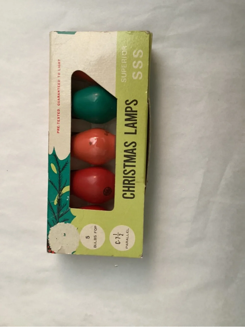 Vtg. Superior brand C-7.5 Christmas Light Bulbs classic MCM!. 1950s